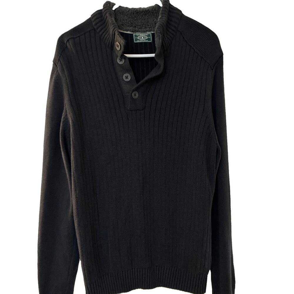 G.H. Bass & Co. Men’s XL Sherpa Liner Mock Neck Sweater Henley Button 527D319
